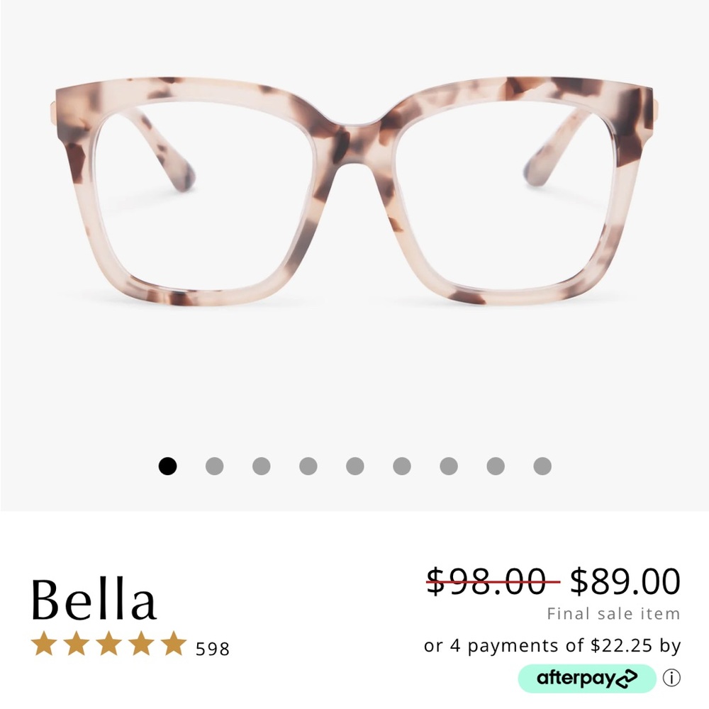 DIFF EYEWEAR BELLA - CREAM TORTOISE + BLUE LIGHT TECHNOLOGY - perfect condition!